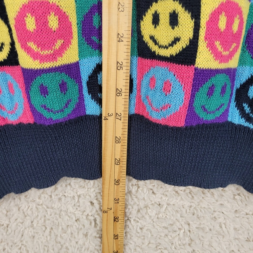 WESC Leon Pop Smiley Face Sweater Men's Large Knitted Paris Nights Multicolor - Picture 6 of 11